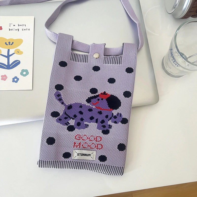 Women's Polyester Printing Animal Color Block Cute Square Buckle Shoulder Bag Phone Wallets