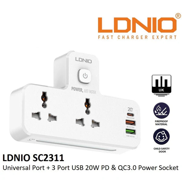 Lonio 2 AC Outlets Portable Extension Power Socket