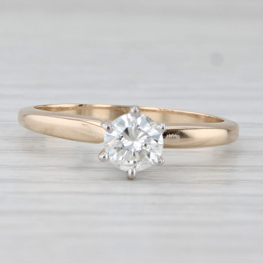0.44ct Star of Love Diamond Solitaire Engagement Ring 14k Gold Size 6.25 Carlyle