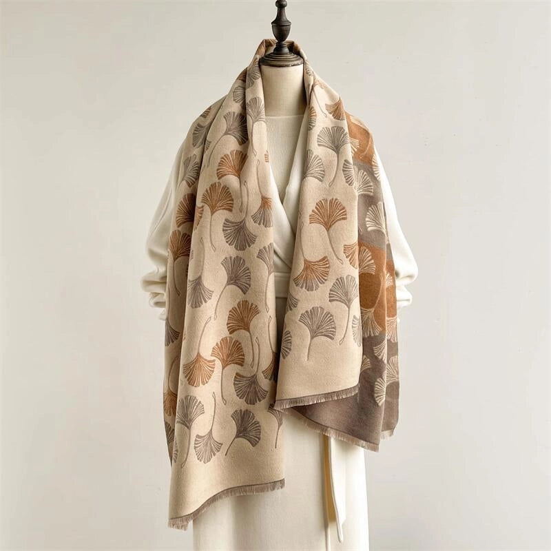 Women's  Sweet Ginkgo Leaf Imitation Cashmere Scarf