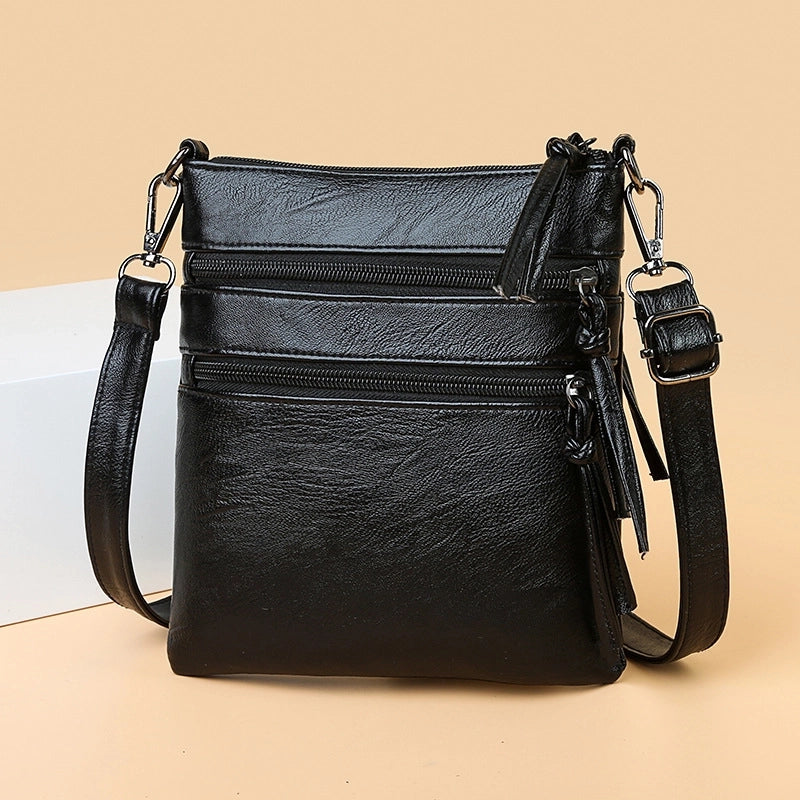 Women's Small Pu Leather Solid Color Streetwear Square Zipper Crossbody Bag