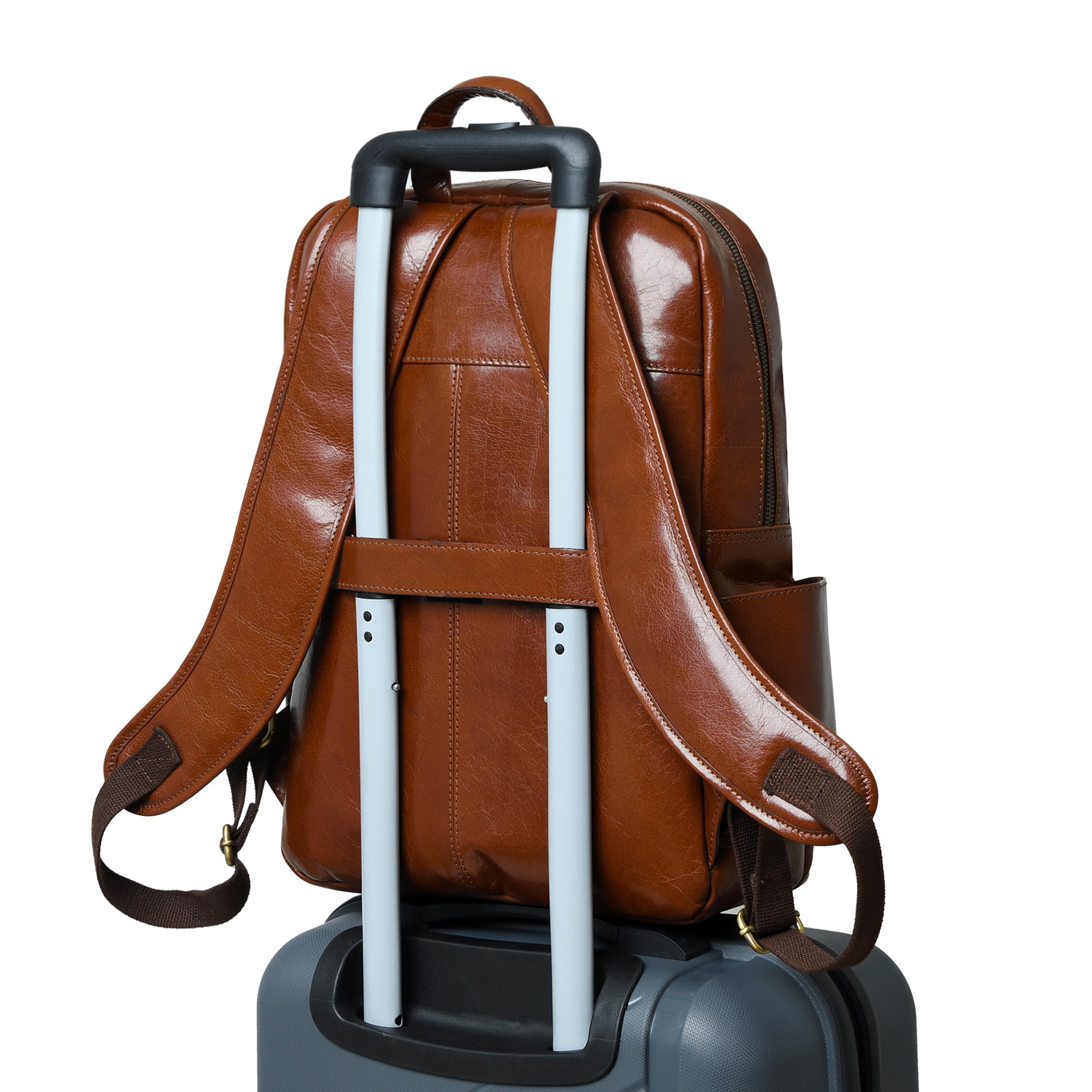 Luxury Italian Leather Backpack. Tan