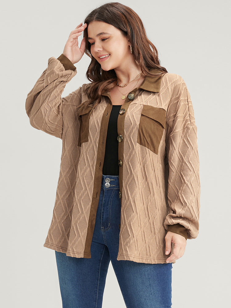 Geometric Contrast Flap Pocket Button Up Shirt