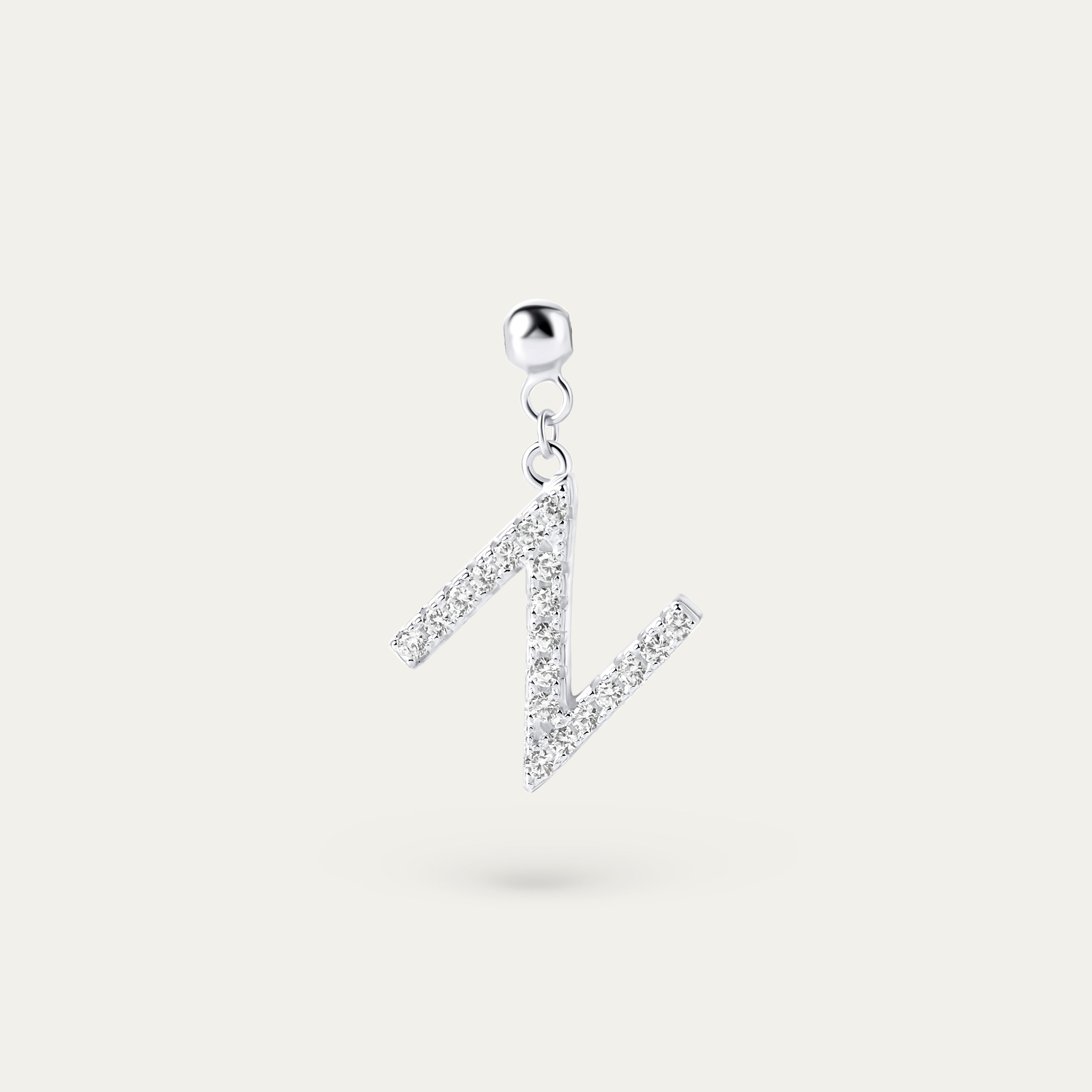 Onoma N CZ Charm (925 Sterling Silver)