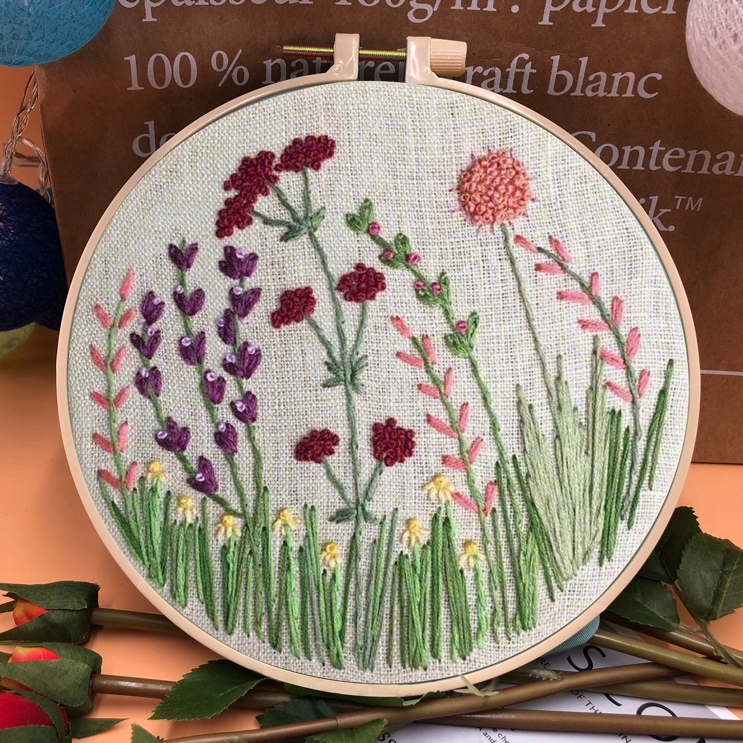 Perfect Gift - Embroidery  Hoop Flower Kit for Beginner