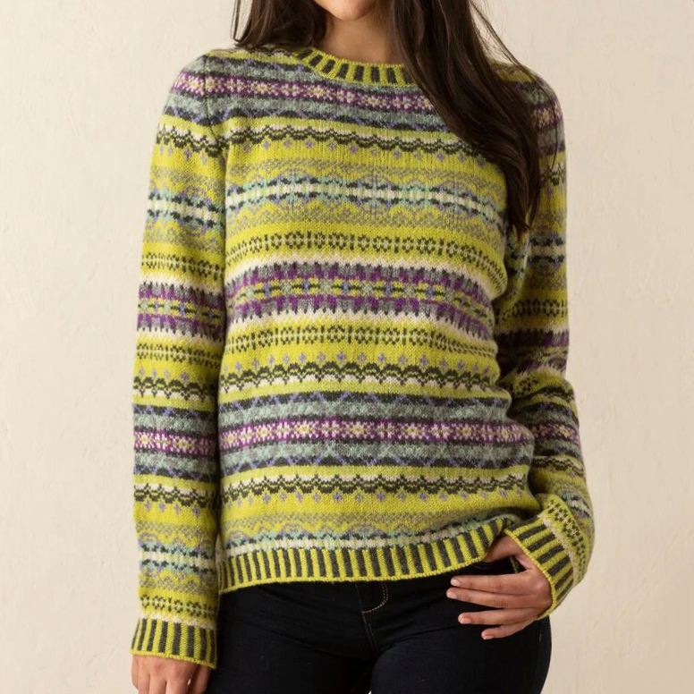 Vintage Ethnic Pattern Crew Neck Sweater