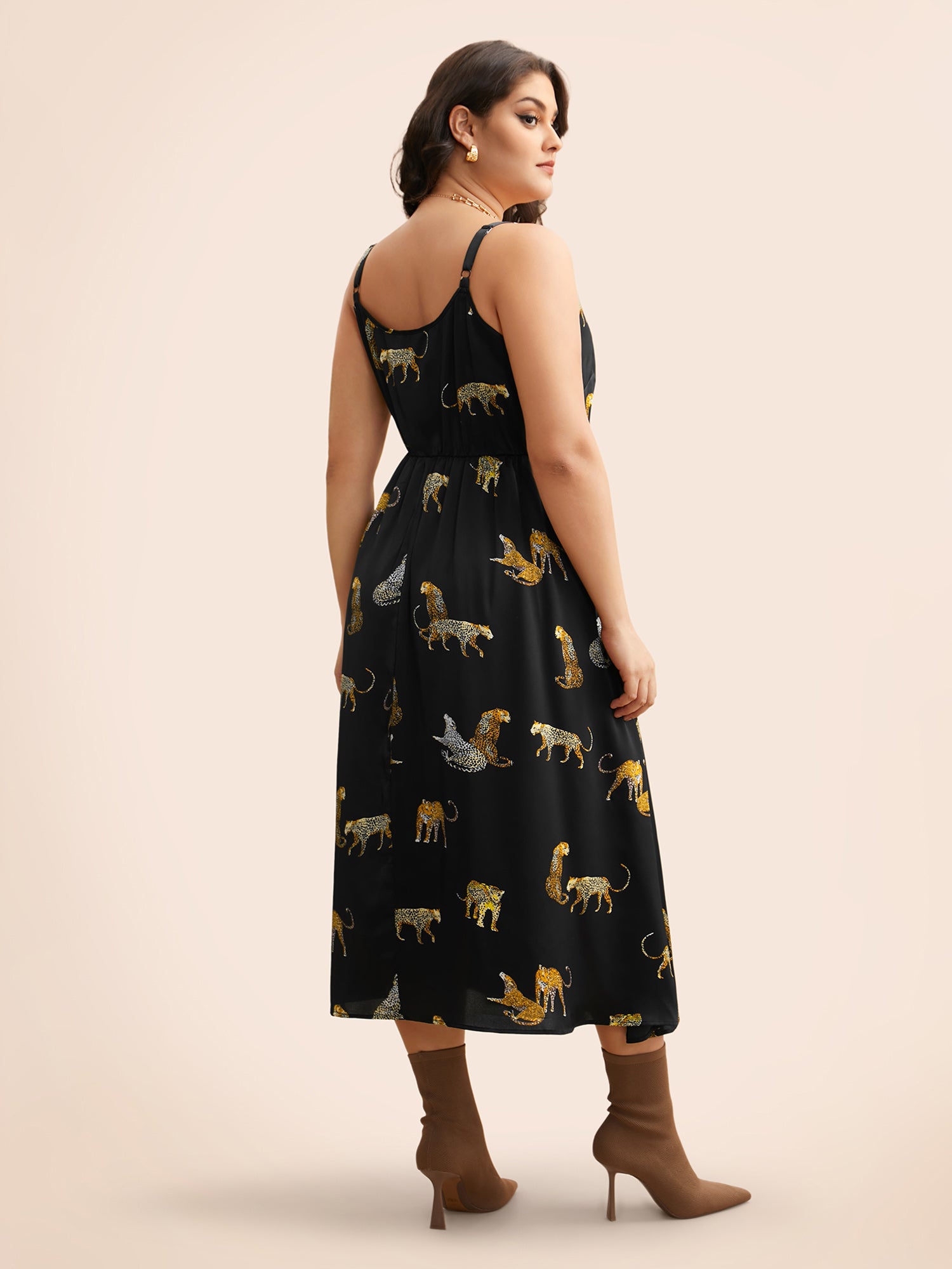 Animal Print Elastic Waist Cami Dress