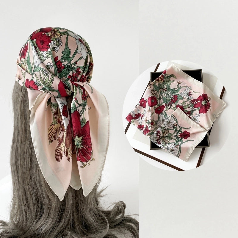 Women's Casual Flower Satin Printing Bandanas