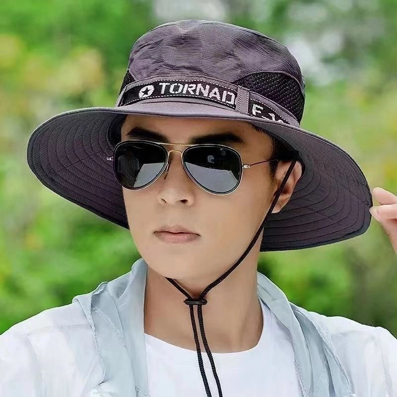 Men's Casual Minimalist Letter Printing Wide Eaves Sun Hat
