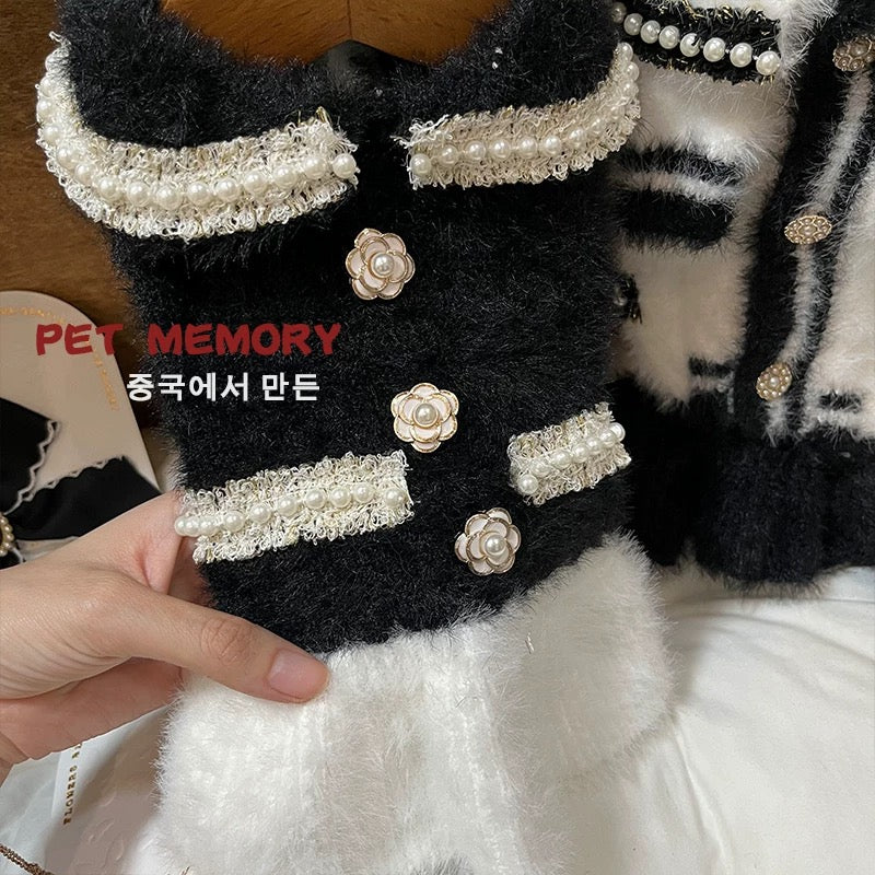 Sweet Bowknot Buttoned Dog Cat Sweater Dress