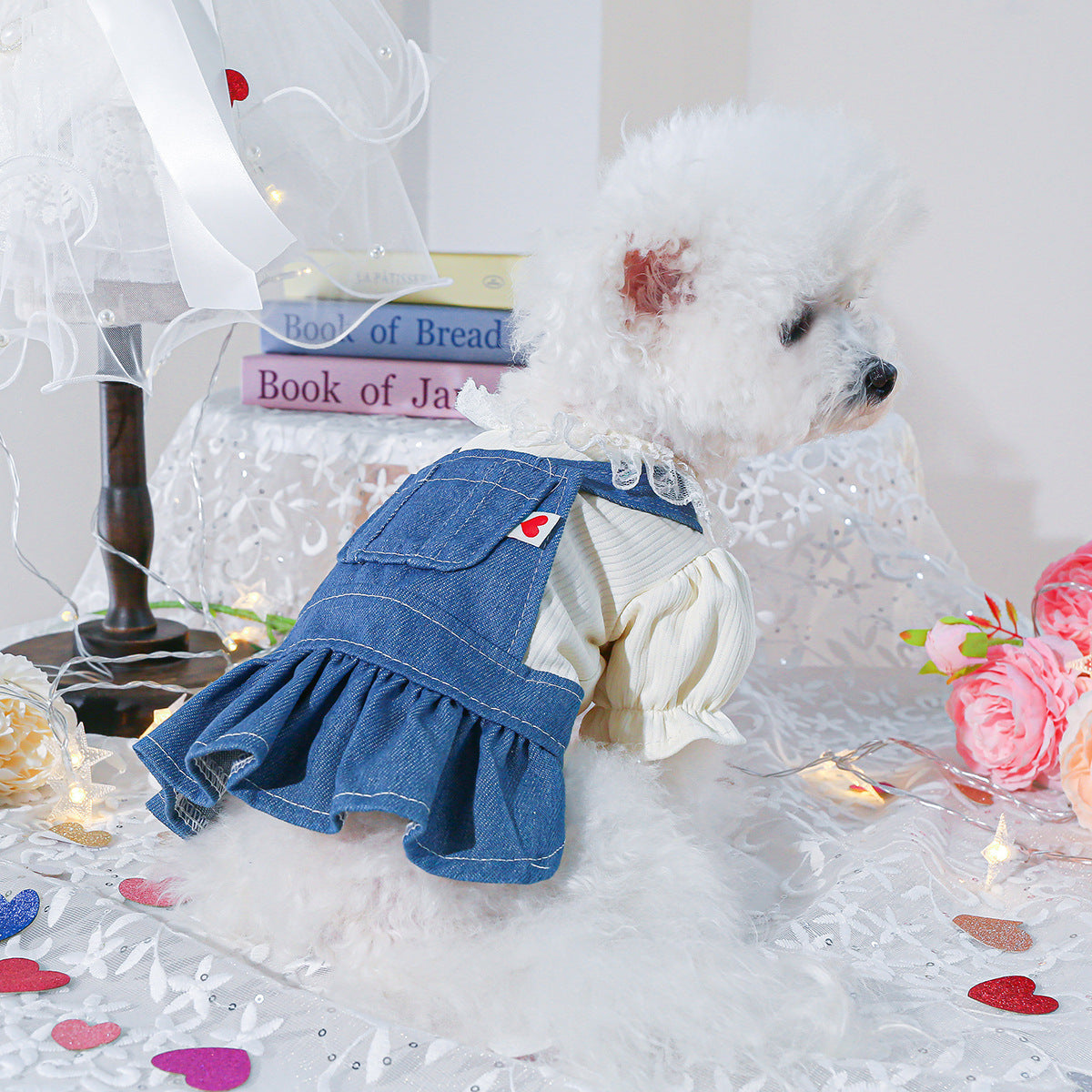 Heart Tag Denim Dog Jumpsuits/Dress