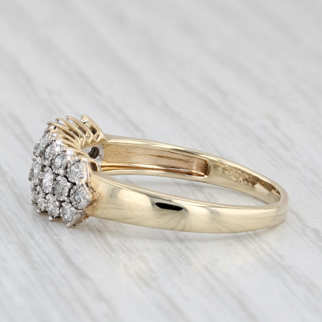 0.20ctw Diamond Cluster Ring 10k Yellow Gold Size 8.5 Wedding