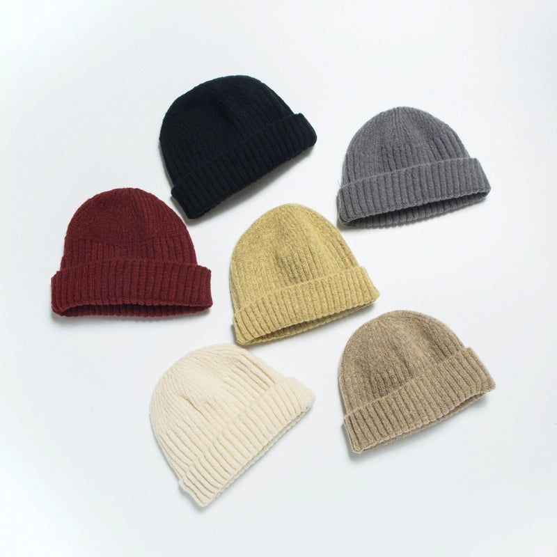 Unisex Minimalist Stripe Solid Color Crimping Wool Cap