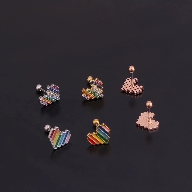 Ear Cartilage Rings & Studs Heart 316L Stainless Steel  Inlaid Zircon