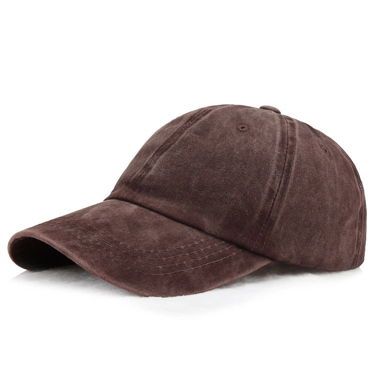 Hat Men's Summer Washed Denim Baseball Cap Old Vintage Solid Color Light Plate Cap Soft Top Curved Eave Sunhat