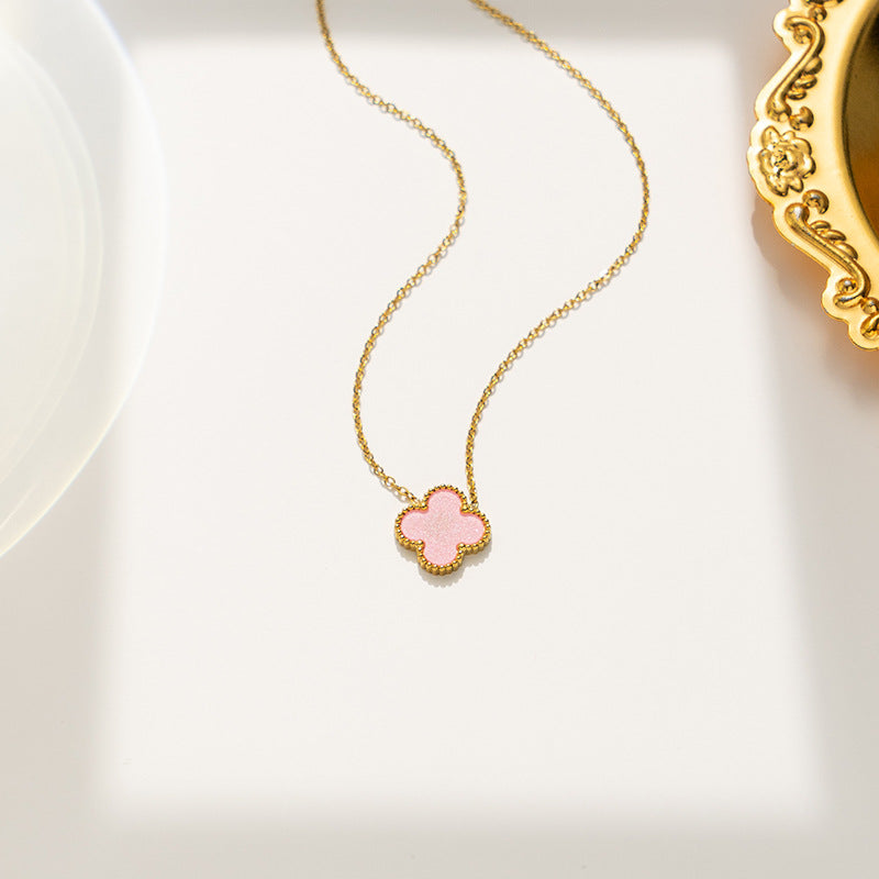 Moderate Luxury Letter Number Flower Stainless Steel 18K Gold Plated Necklaces
