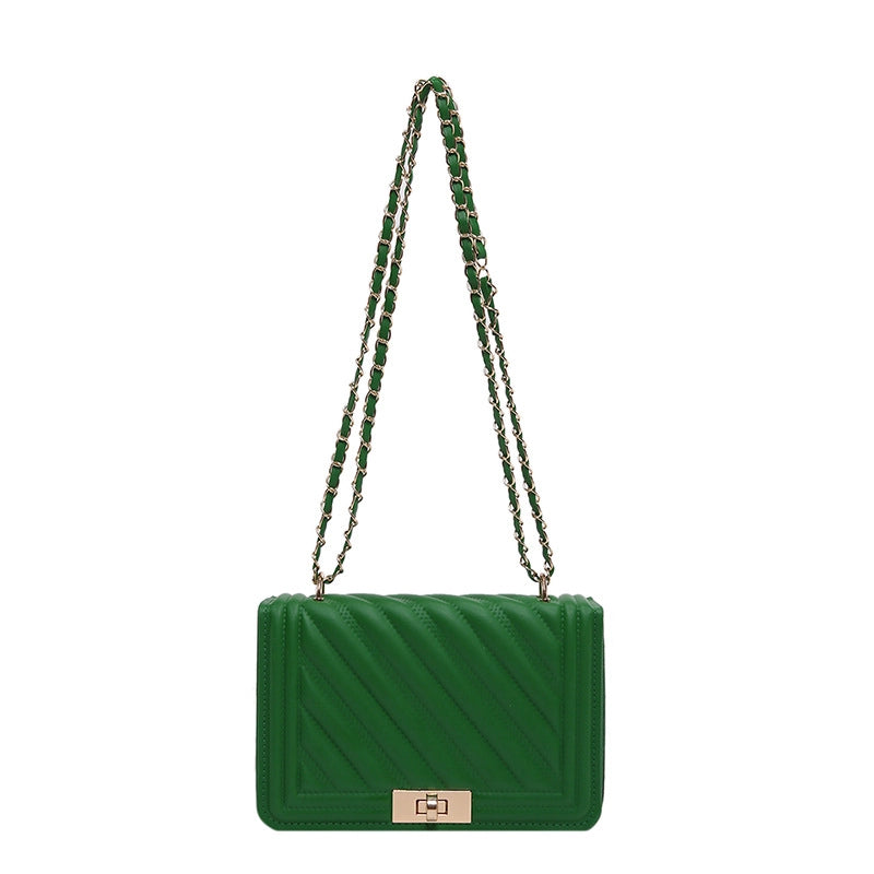 Women's Small Pu Leather Solid Color Vacation Classic Style Sewing Thread Square Lock Clasp Shoulder Bag