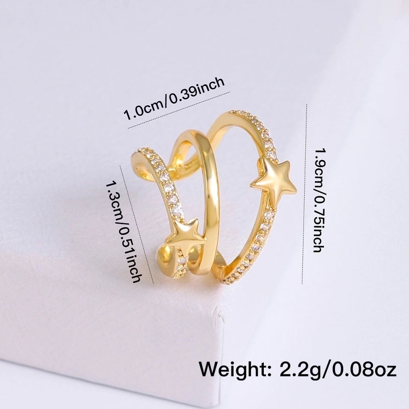 1 Piece IG Style Elegant Geometric Inlay Copper Zircon 18K Gold Plated Ear Cuffs