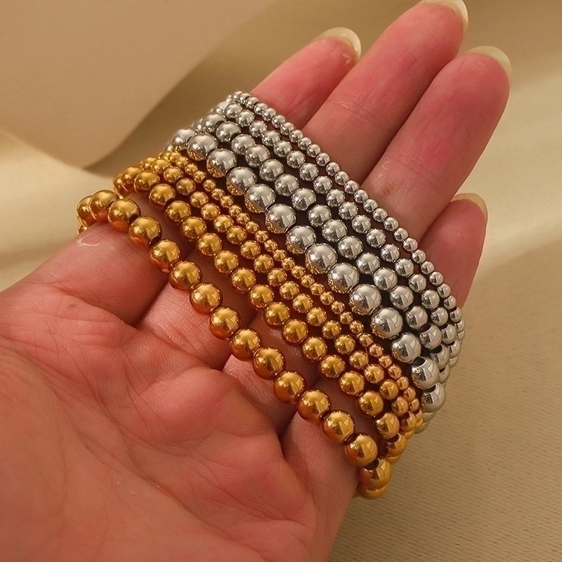 Solid Color 304 Stainless Steel 18K Gold Plated Stainless Steel Bracelets In Bulk