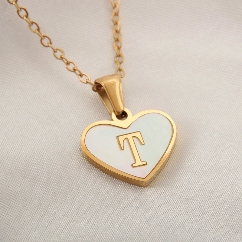 Casual Letter 304 Stainless Steel Shell Shell 18K Gold Plated Plating Inlay Pendant Necklace