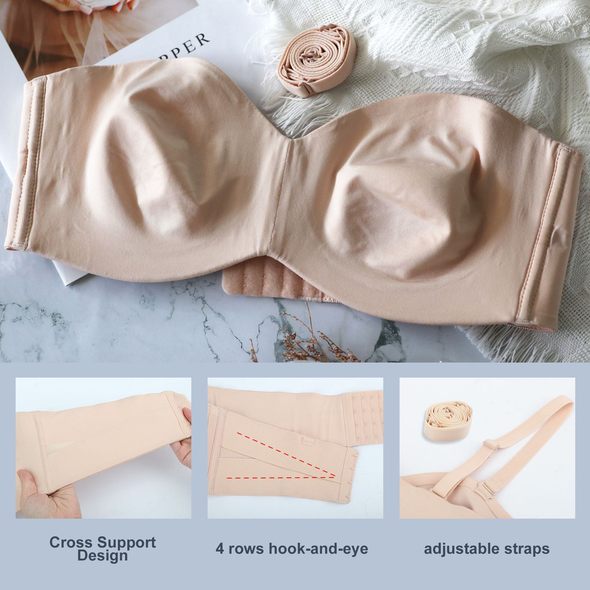 LAST DAY 49% OFF - Full Support Non-Slip Convertible Bandeau Bra (Buy 2 Free Shipping)