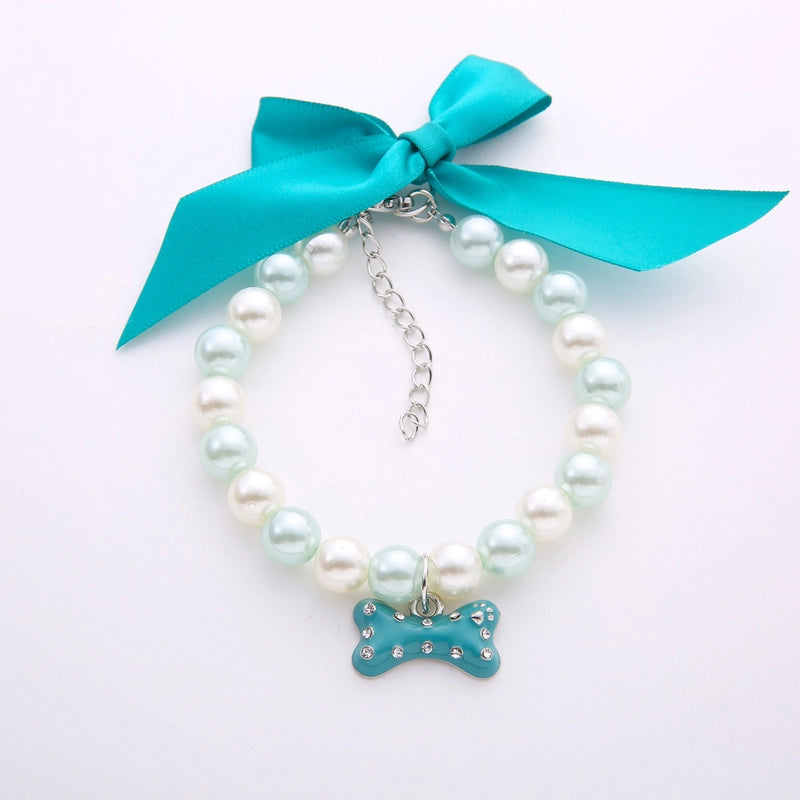 Cute Sweet Imitation Pearl Color Block Pet Collar