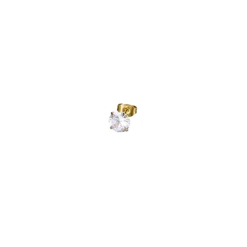 Minimalist Geometric Stainless Steel Inlaid Zircon Ear Studs 1 Piece