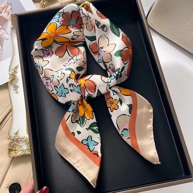 Women's Elegant Minimalist Color Block Polyester Printing Silk Scarf