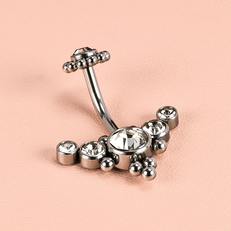 1 Piece Belly Rings Minimalist Classic Style Solid Color 302 Stainless Steel 316 Stainless Steel  Polishing Rhinestone Inlay Diamond Belly Rings