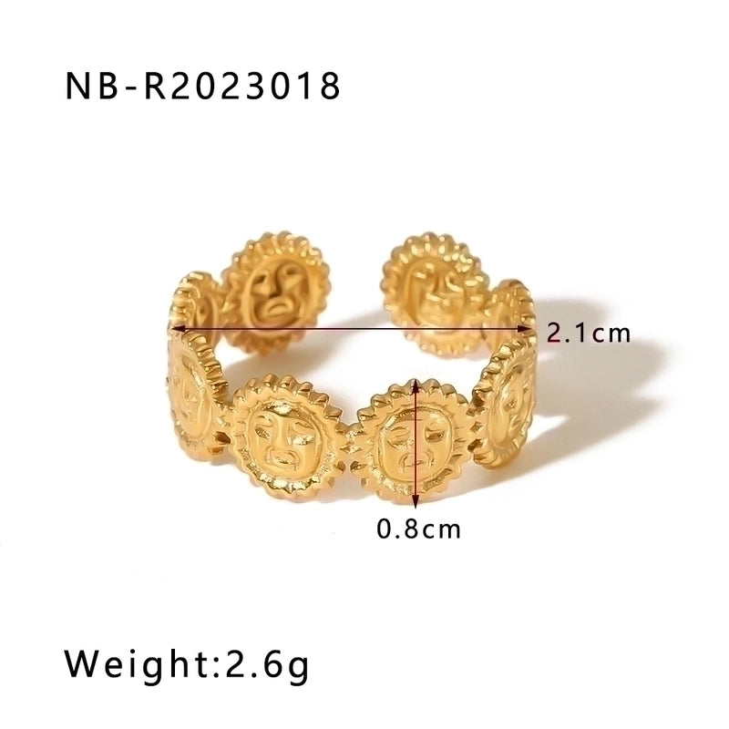 Stainless Steel 18K Gold Plated IG Style Basic Minimalist Plating Four Leaf Clover Heart Shape Flower Open Rings