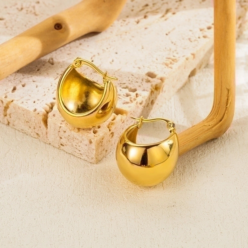 1 Pair Ig Style Minimalist Streetwear C Shape Semicircle Plating Stainless Steel 18k Gold Plated Ear Studs