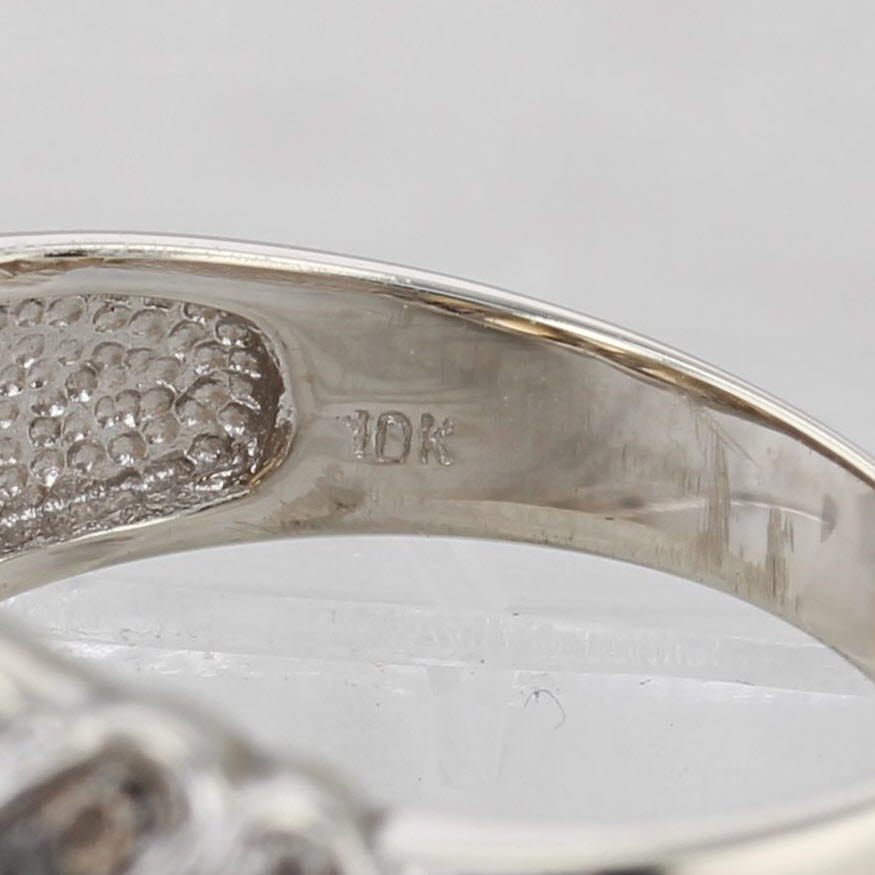 New Citrine Diamond X Ring 10k White Gold Size 8 Cocktail