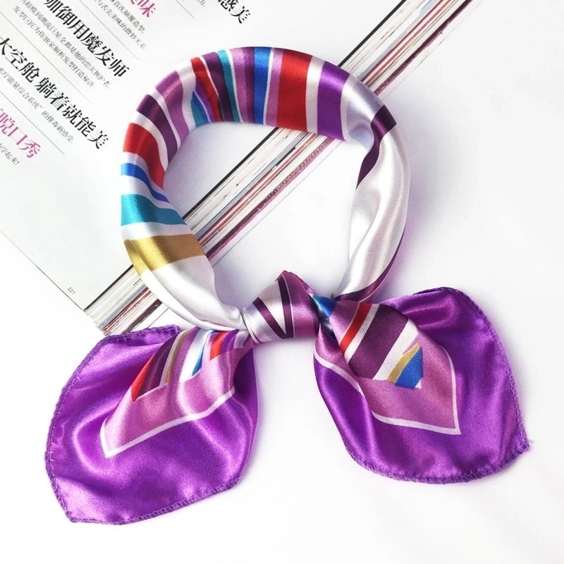 Unisex Sweet Geometric Satin Printing Silk Scarves