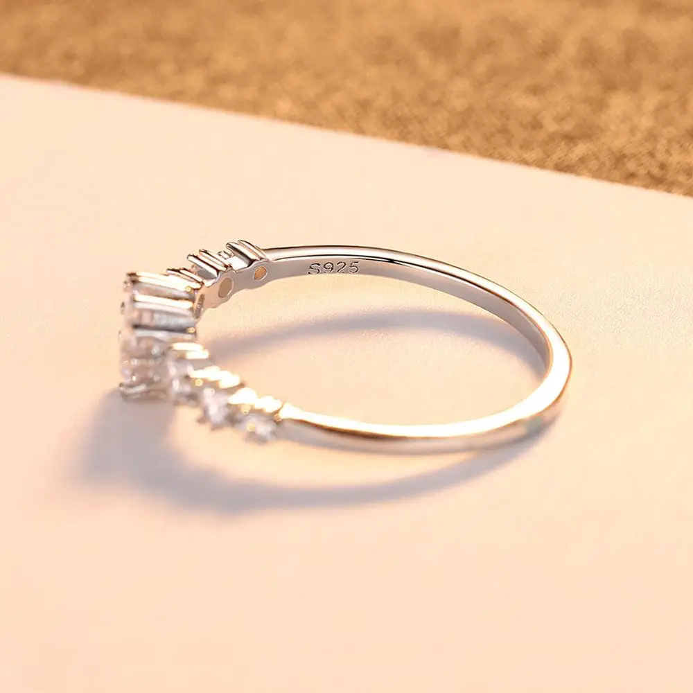 S925 Sterling Jewelry Rhodium Plated Diamond Hot Stackable Ring for Women Wedding Korean Style Silver Ring