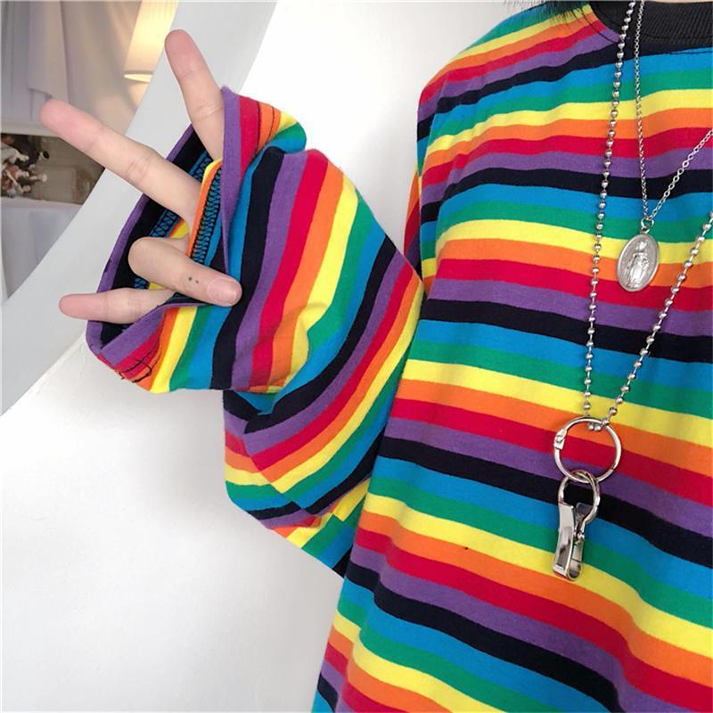 Rainbow Striped Long Sleeve Shirt