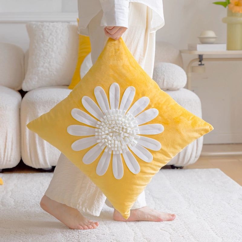 Cute Letter Flower Dutch Velvet Throw Pillow Pillow Cases Couch & Sofa Decor