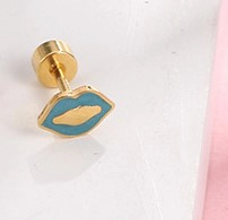 1 Piece Fashion Lips Plating 304 Stainless Steel Ear Studs