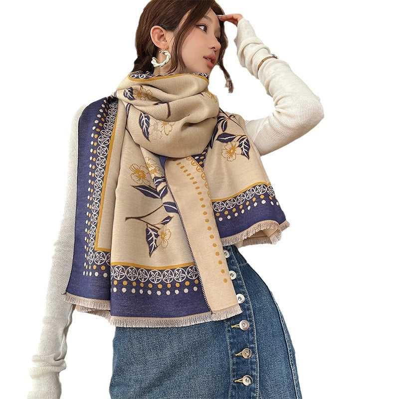 Women's Casual Minimalist Flower Imitation Cashmere Scarf