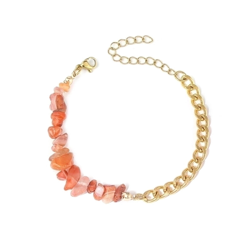 Vacation Color Block 304 Stainless Steel Natural Stone 18K Gold Plated Bracelets In Bulk