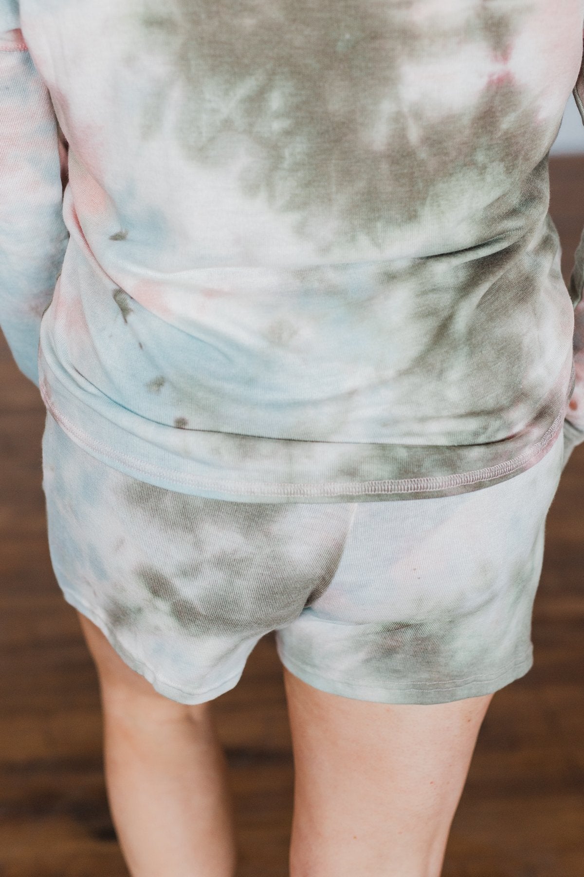 Tie Dye Lounge Shorts- Blue. Peach. & Olive