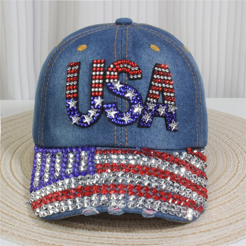 Unisex Streetwear Letter Usa Flower Curved Eaves Baseball Cap