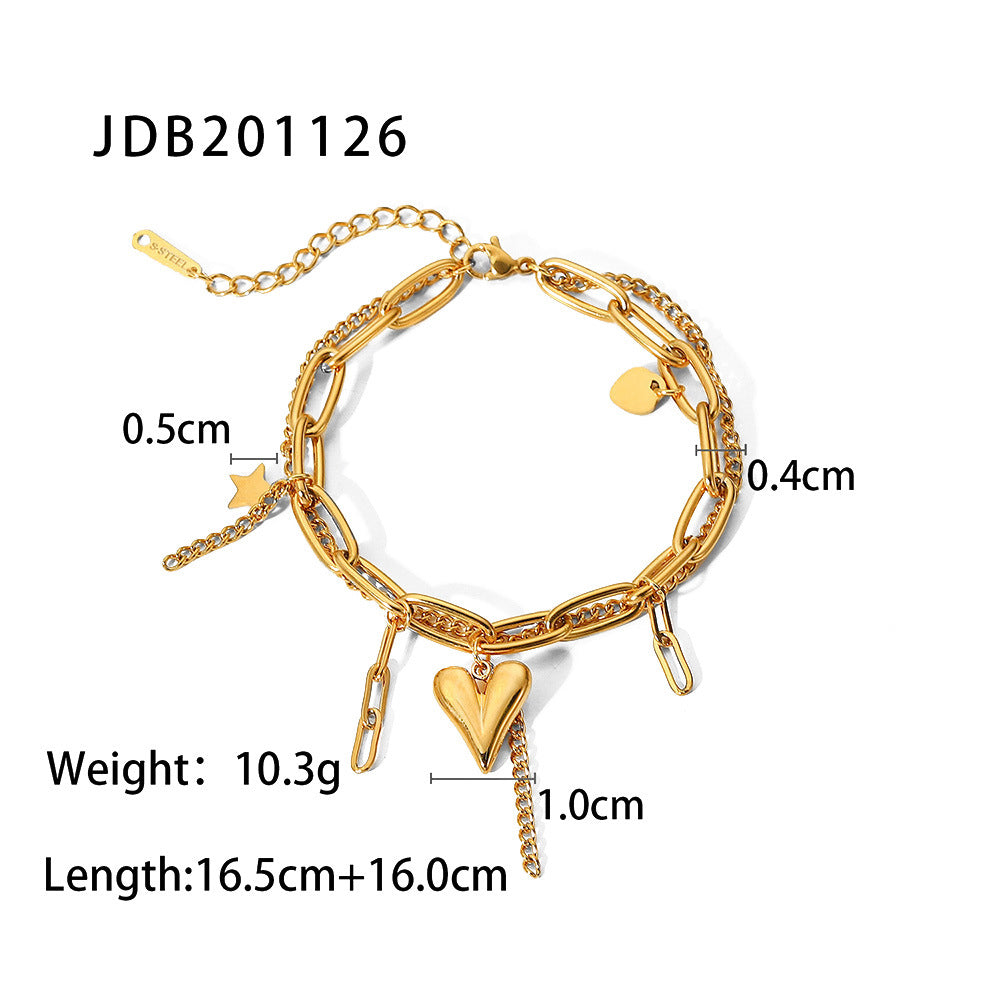 Jie Ding Stainless Steel Zircon Pearl Bracelet Niche Metal Chain Titanium Steel Jewelry