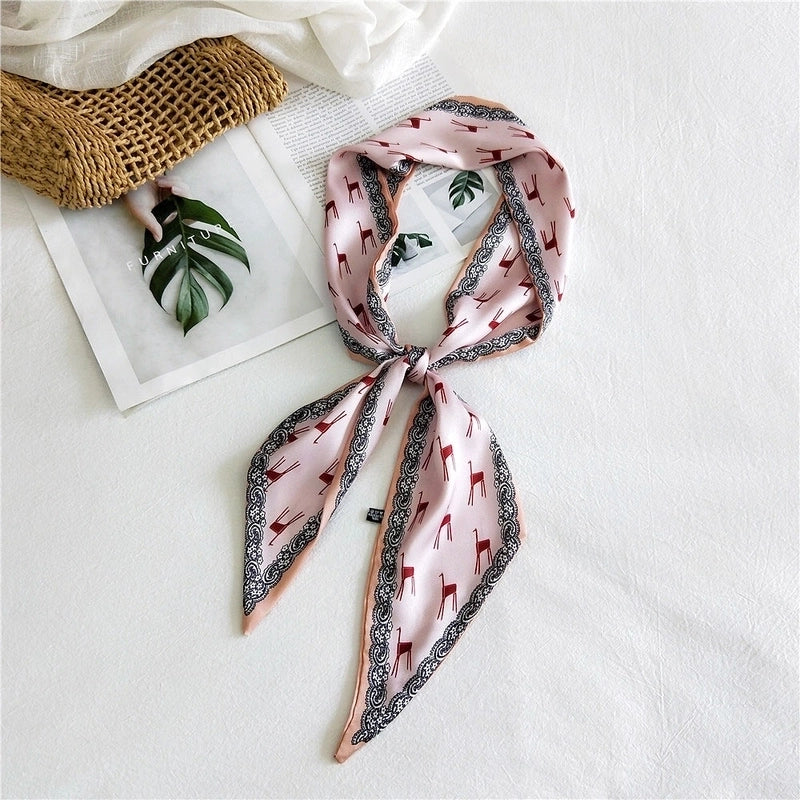 Women's Sweet Polka Dots Heart Shape Butterfly Polyester Satin Printing Silk Scarves