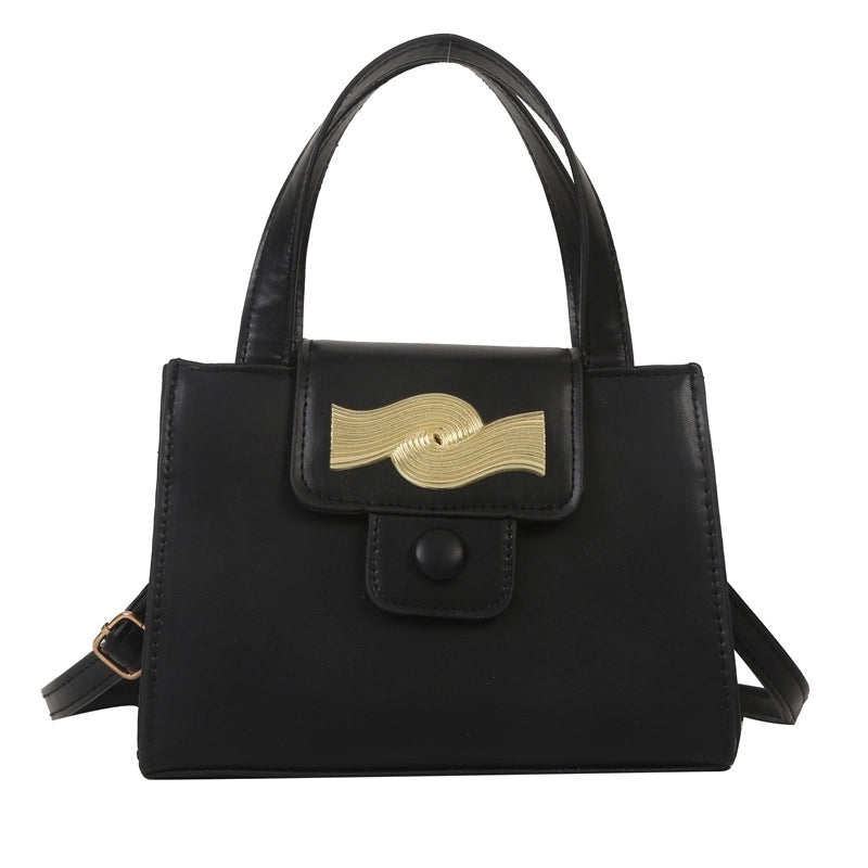 Women's Medium Pu Leather Solid Color Elegant Basic Vintage Style Square Magnetic Buckle Handbag Crossbody Bag Square Bag