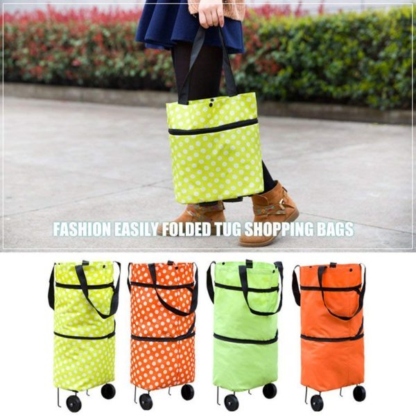 Foldable Shopping Trolley Bag Traveling Vegetable Grocery Clothing Bag with Lightweight