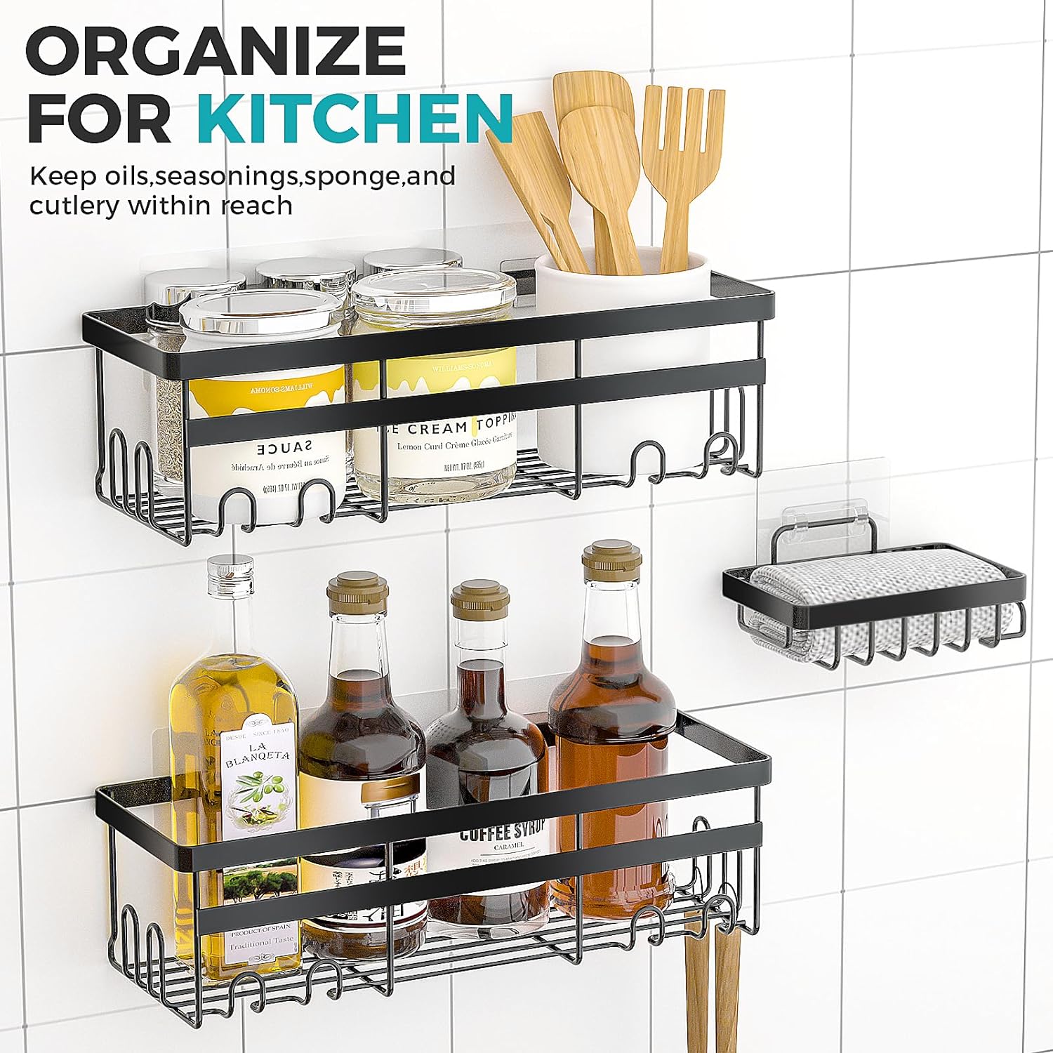 Shower Caddy. 3-Pack with Soap Holder. No Drilling Rustproof Shower Organizer with Save Space Hooks. Apartment Essentials for Bathroom