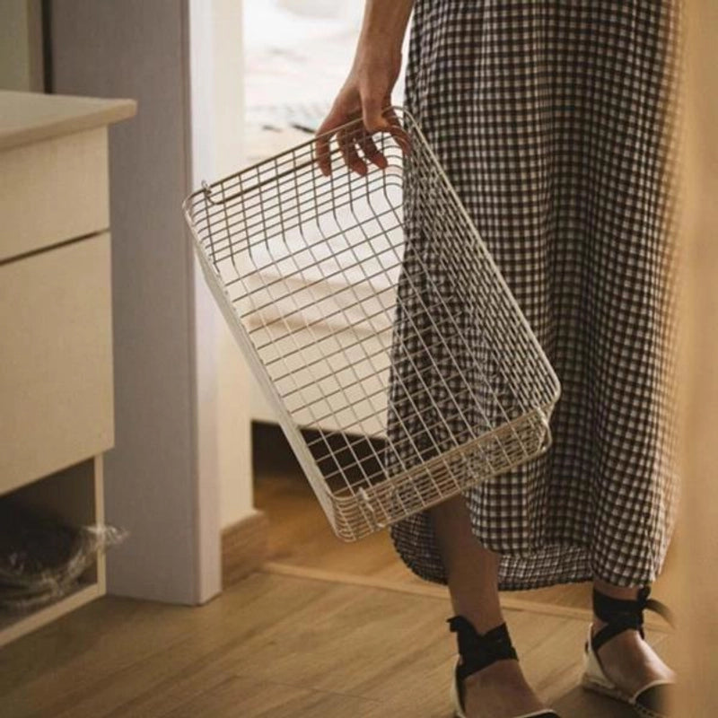 Minimalist Solid Color 304 Stainless Steel Storage Basket