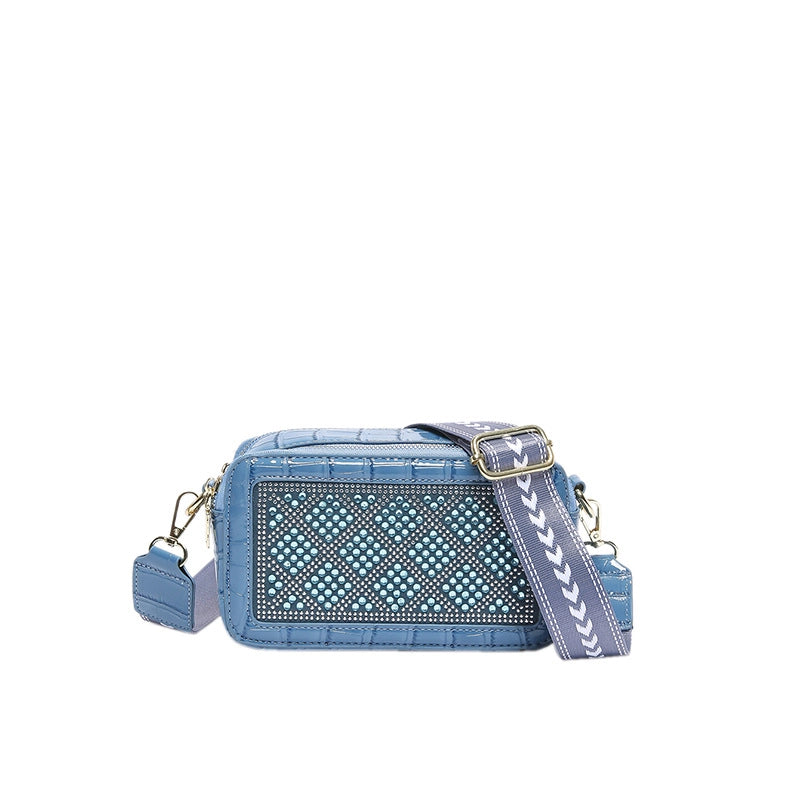 Women's Small Pu Leather Argyle Elegant Square Zipper Crossbody Bag