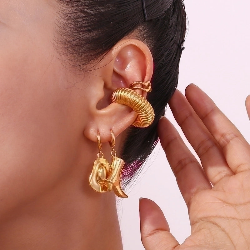 1 Pair Vintage Style Minimalist Hat Boots Asymmetrical Plating 304 Stainless Steel 18K Gold Plated Drop Earrings