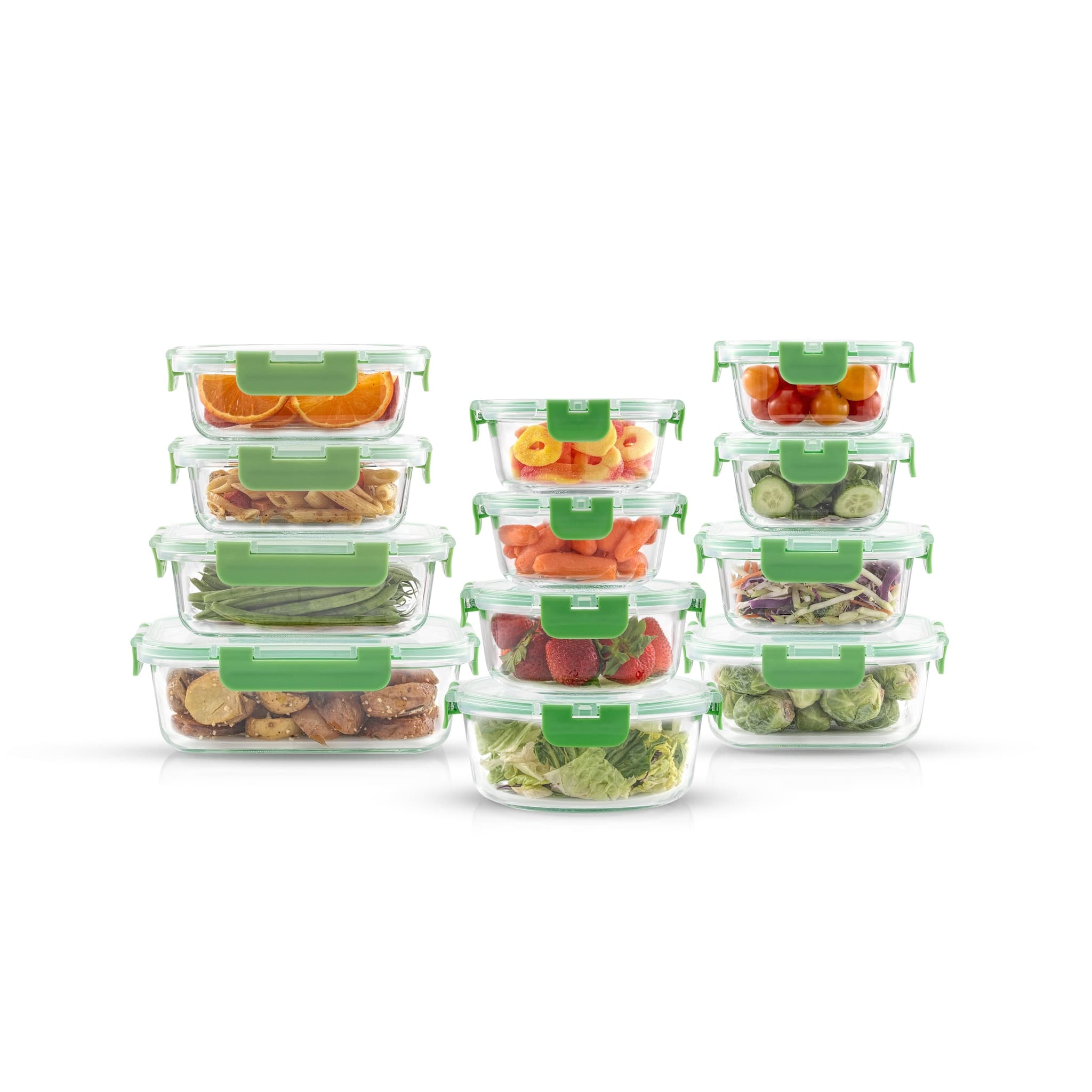 12 Piece Glass Food Storage Containers Set with Airtight Lids